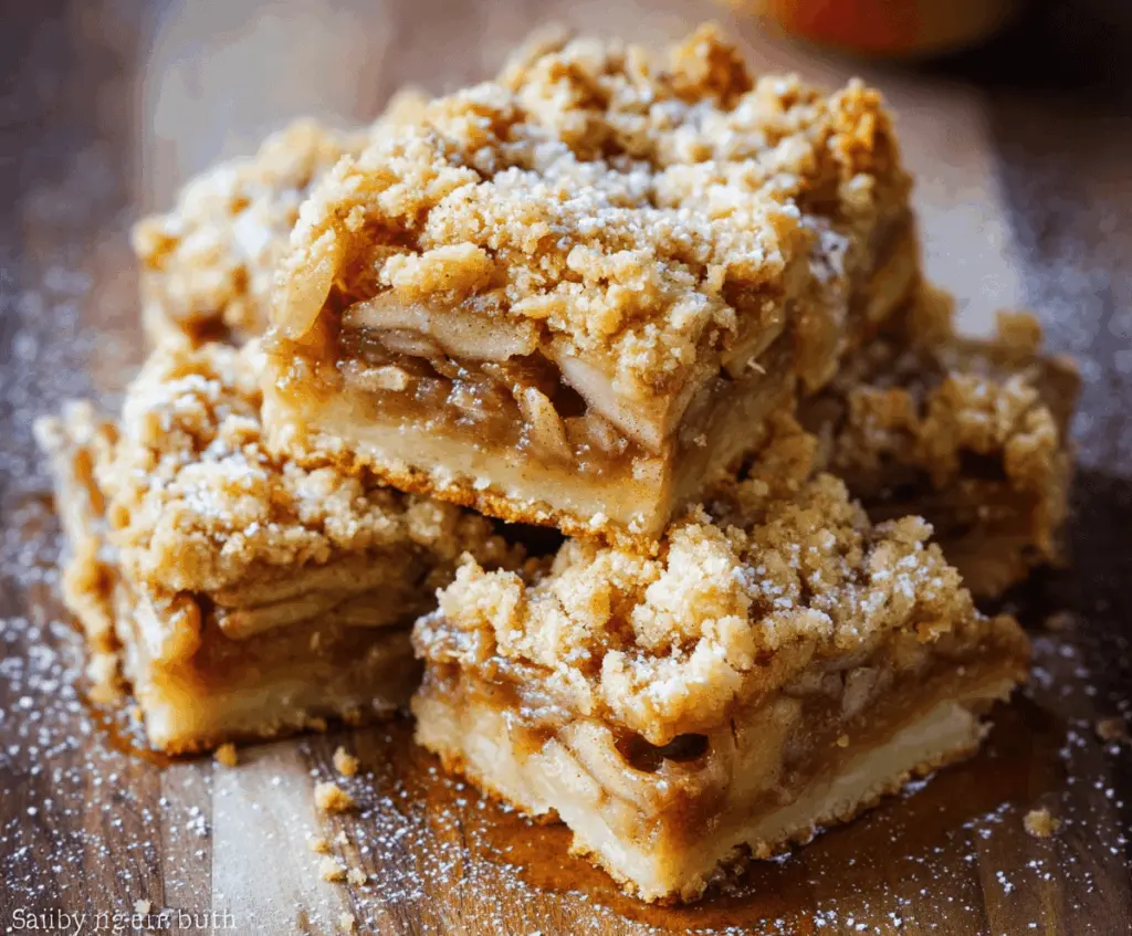 Delicious homemade apple pie bars with a golden crust and cinnamon-spiced apple filling, perfect for dessert or snack