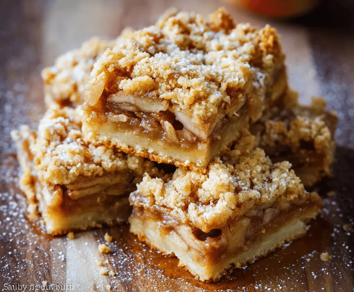 Delicious homemade apple pie bars with a golden crust and cinnamon-spiced apple filling, perfect for dessert or snack