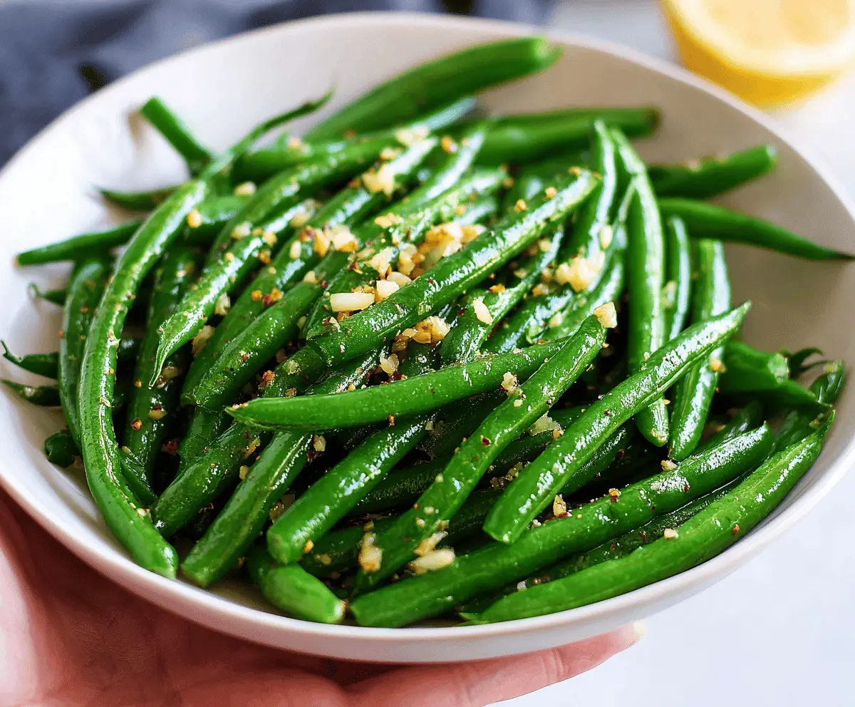 Delicious garlic butter green beans cooked to perfection with fresh herbs and a flavorful glaze.