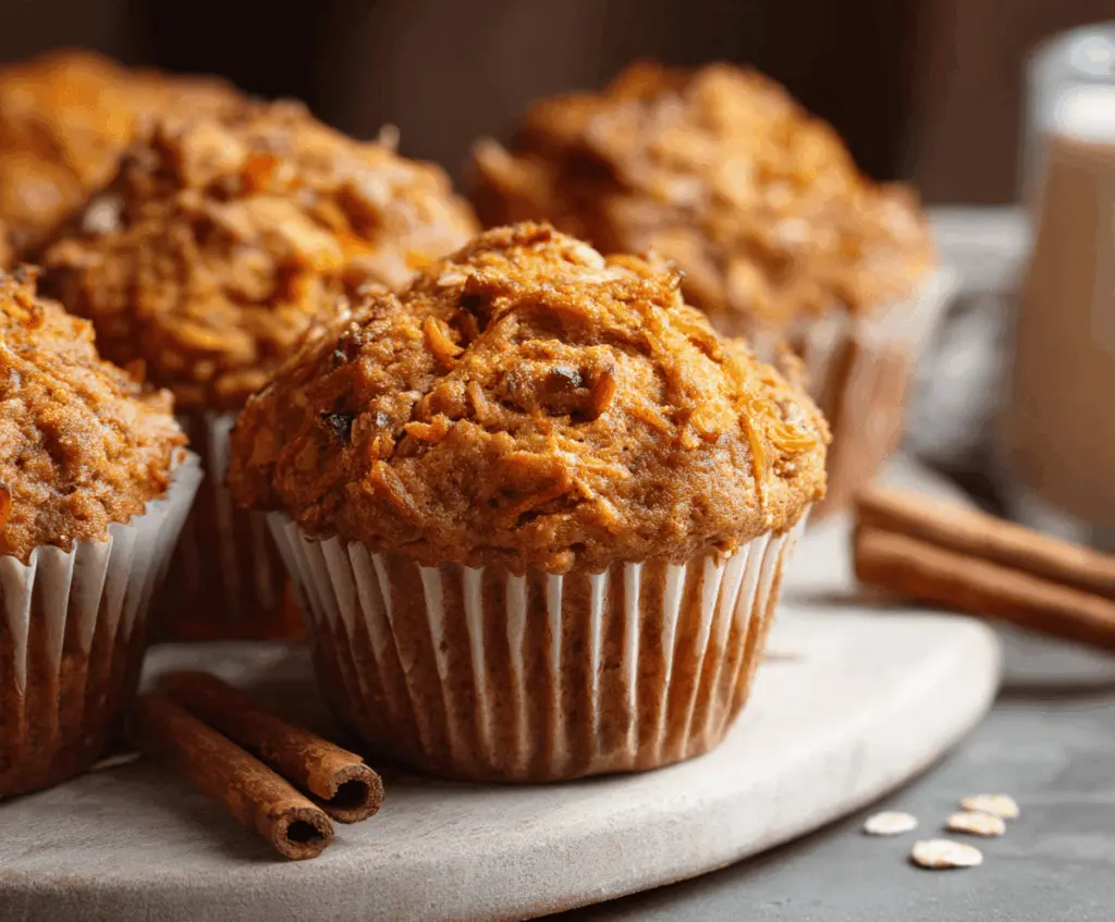 Delicious homemade pumpkin carrot muffins topped with a sprinkle of cinnamon and fresh orange zest, perfect for breakfast or snacking.