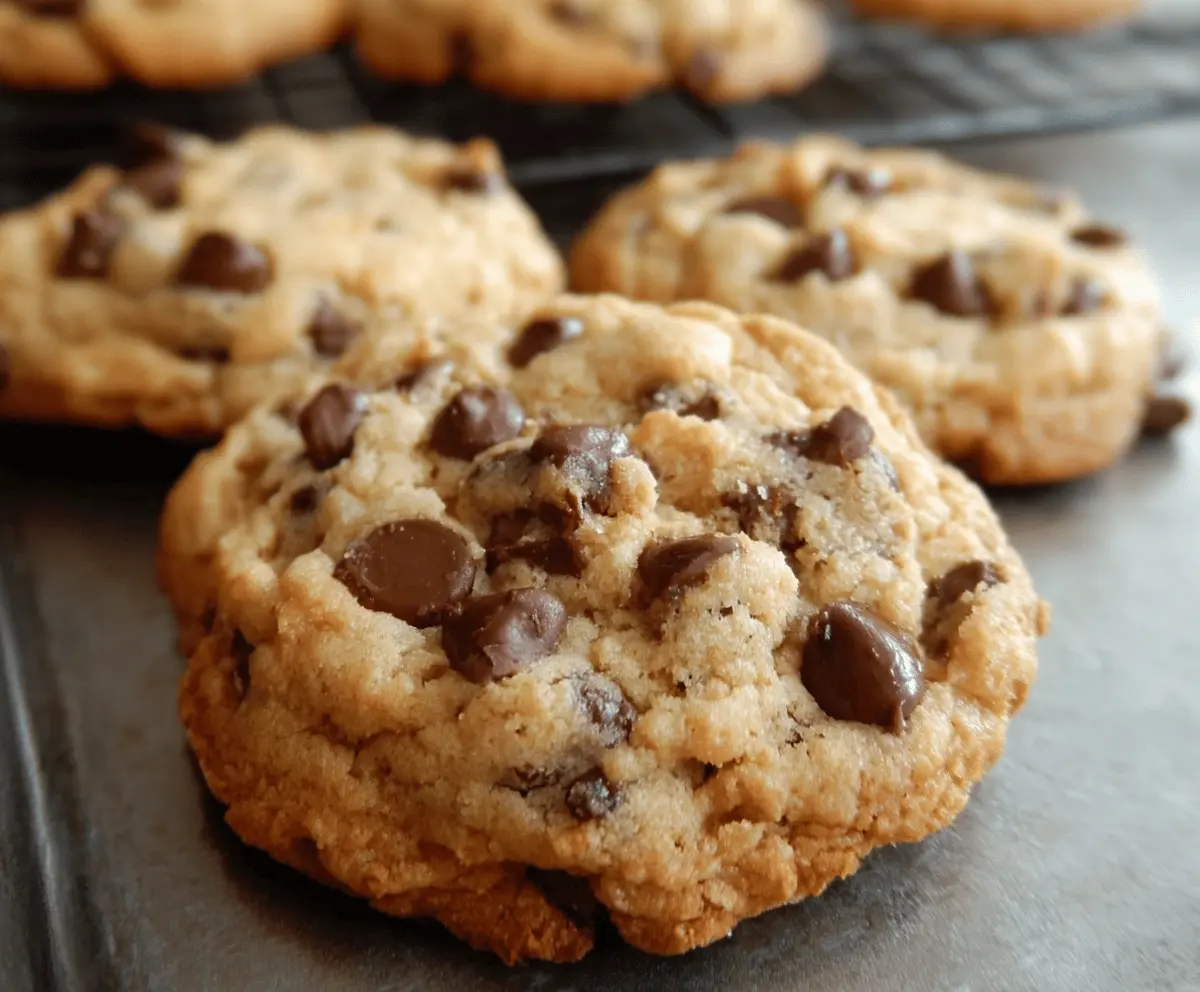 Delicious homemade Bill's chocolate chip cookies fresh out of the oven.