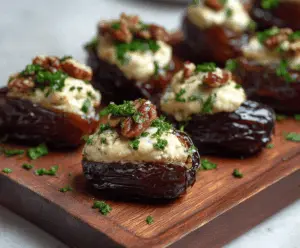 Delicious Brie stuffed dates wrapped in bacon, perfect for appetizer recipes.