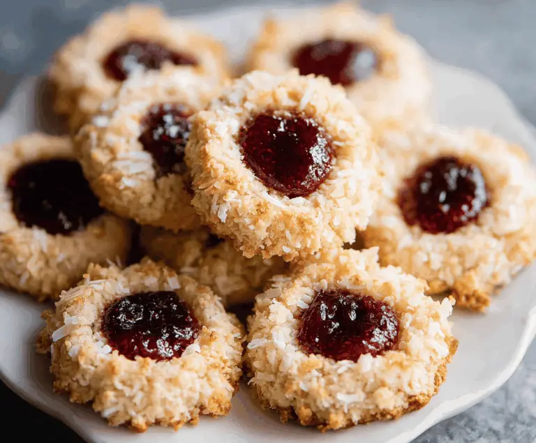 Coconut Raspberry Thumbprint Cookies