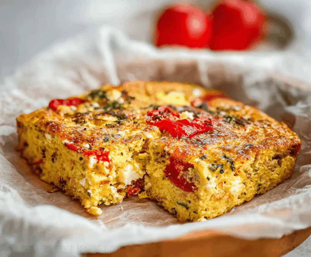 Delicious high-protein cottage cheese breakfast casserole served in a baking dish for a nutritious morning meal.
