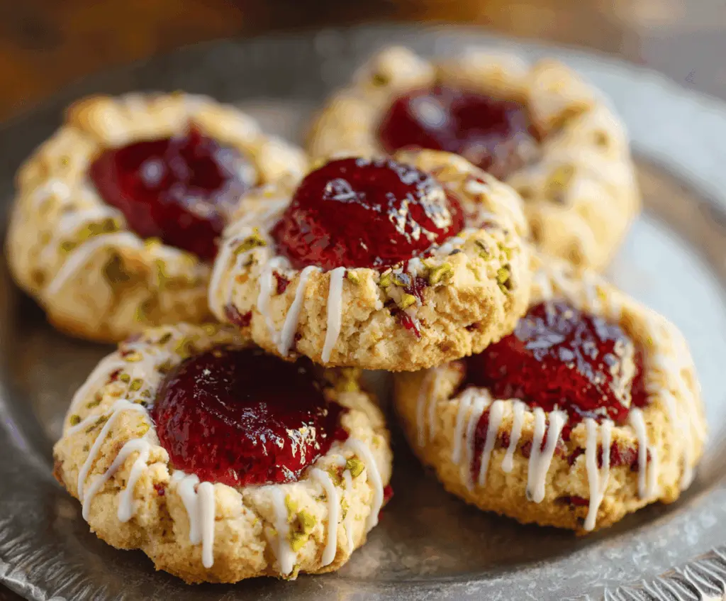Delicious Italian Raspberry Thumbprint Cookies with fresh raspberry filling and golden baked perfection