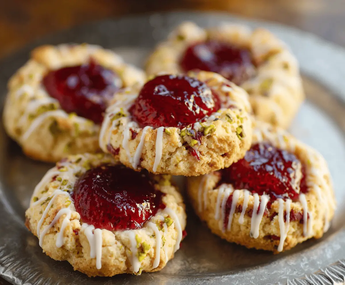 Delicious Italian Raspberry Thumbprint Cookies with fresh raspberry filling and golden baked perfection