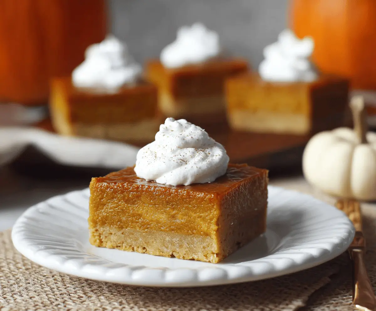 Delicious homemade pumpkin pie bars with a spiced pumpkin filling and crumbly graham cracker crust