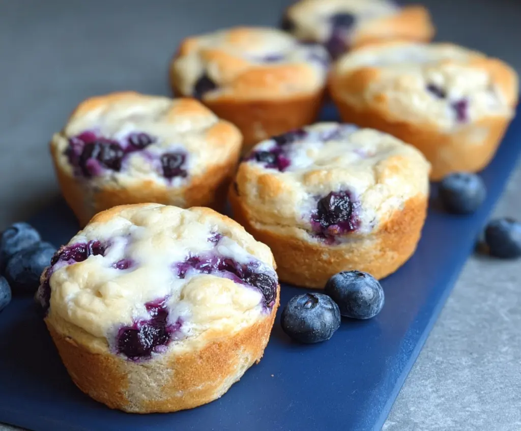 Delicious Blueberry Cream Cheese Protein Muffins on a plate, showcasing a tasty and healthy breakfast option.