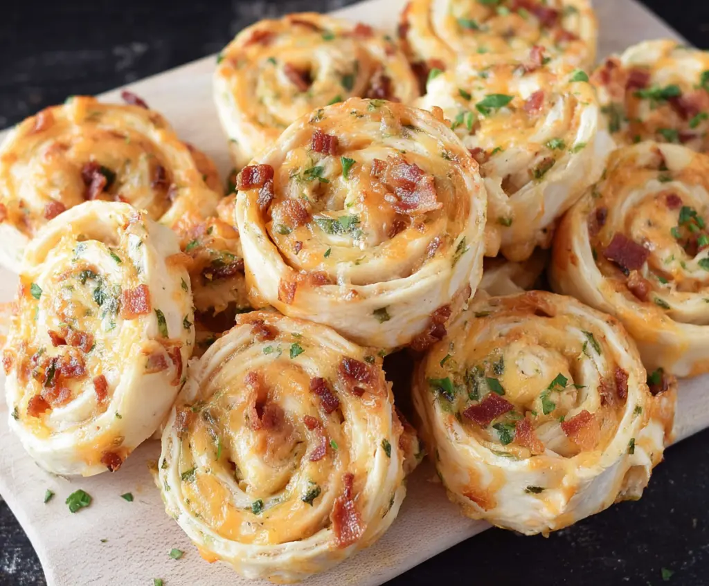 Delicious Crack Chicken Pinwheels with creamy filling and golden pastry rolls.