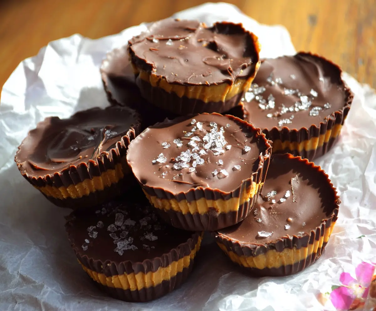 Homemade chocolate peanut butter cups in a decorative bowl, perfect for dessert lovers.