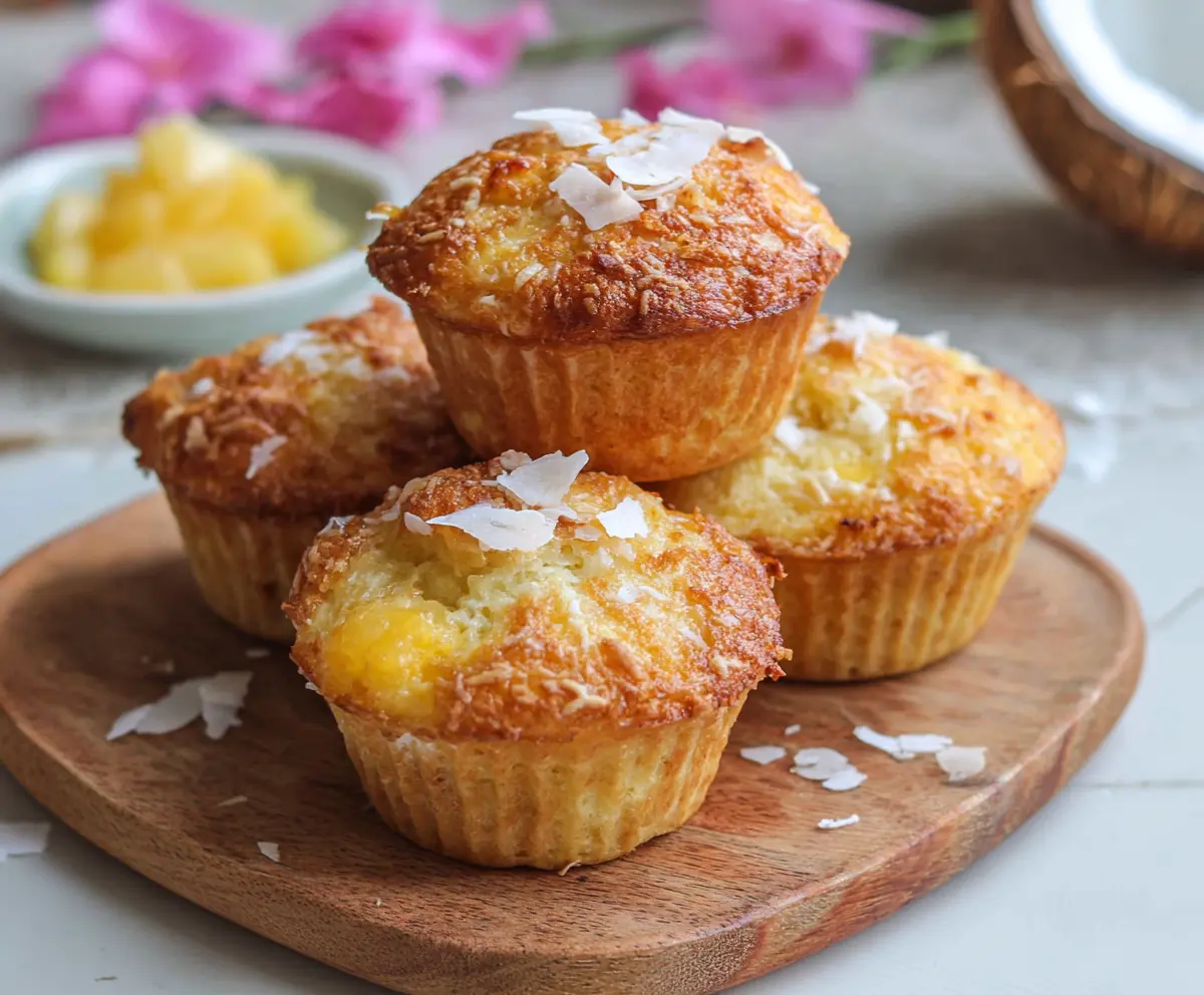 Delicious coconut and pineapple cottage cheese muffins, perfect for a healthy snack or breakfast.