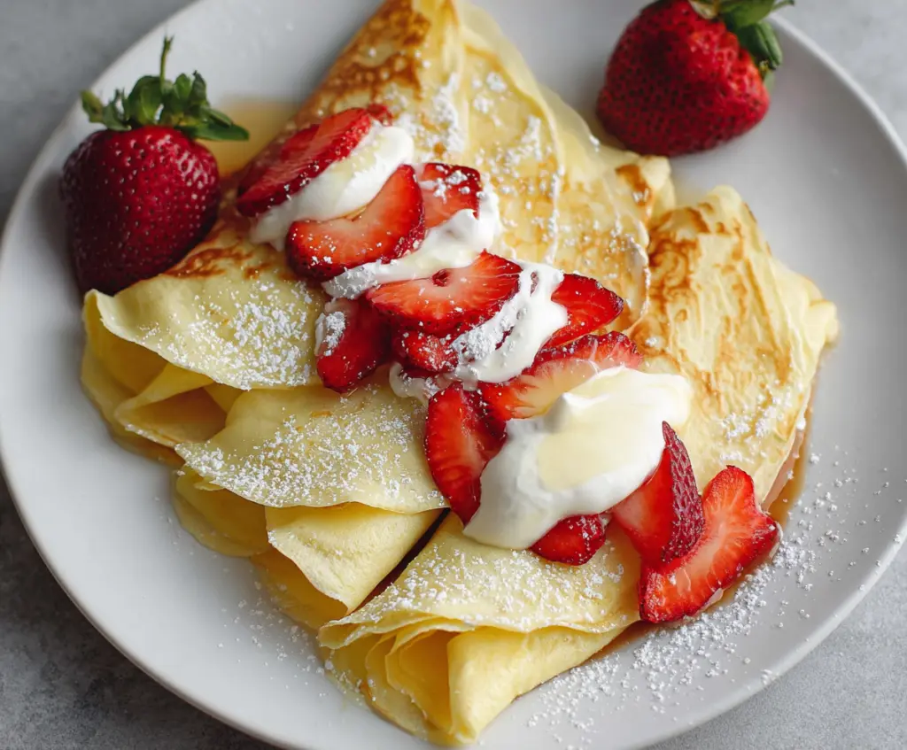 Delicious cottage cheese crepes folded with fresh fruits, perfect for a healthy breakfast