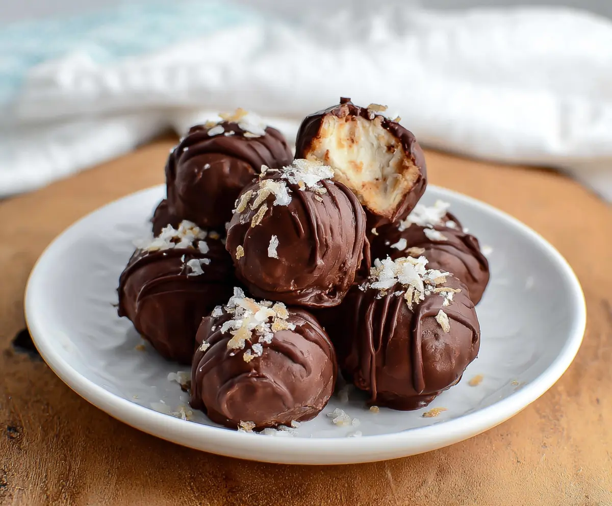 Delicious Cottage Cheese Truffles with a creamy texture and chocolate coating, perfect as a healthy snack or dessert.