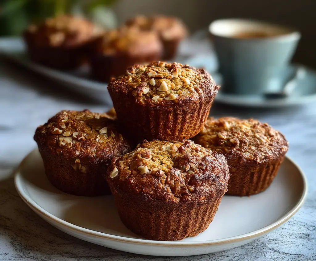 Gingerbread Cottage Cheese Breakfast Muffins on a plate with cinnamon and ginger spices.