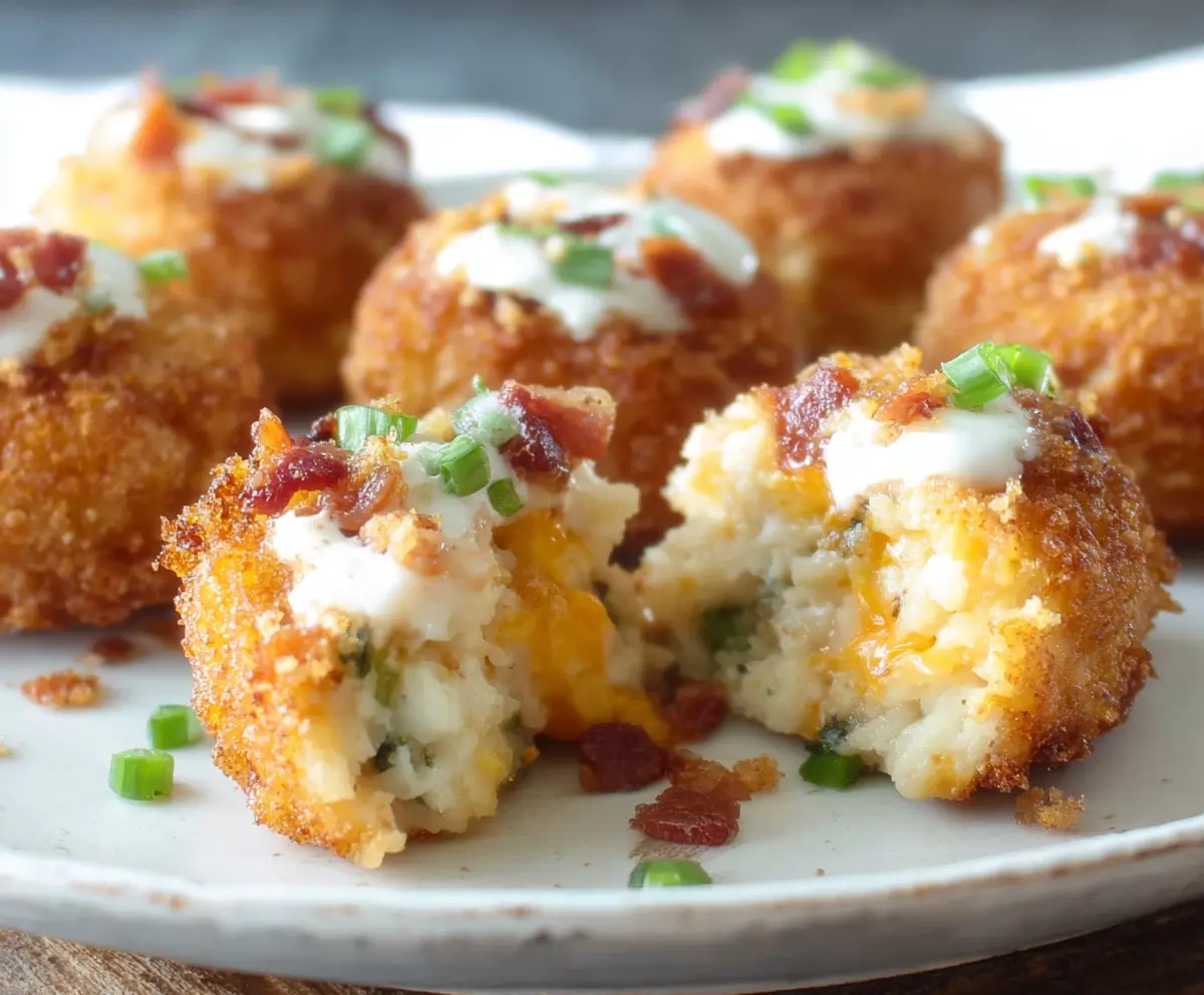 Delicious loaded mashed potato bites topped with cheese, bacon, and green onions, perfect for appetizers.