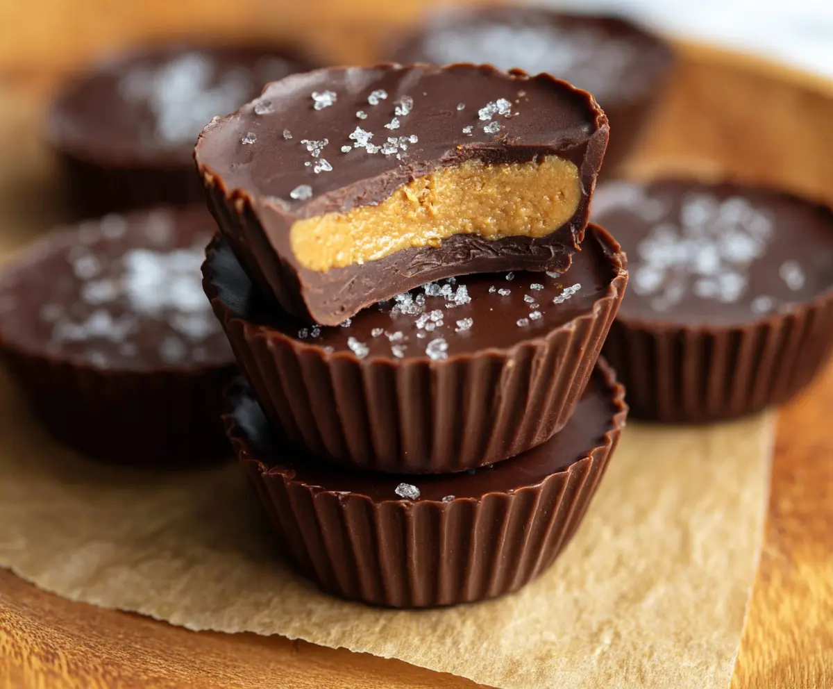 Delicious homemade Protein Peanut Butter Cups made with creamy peanut butter and rich chocolate coating