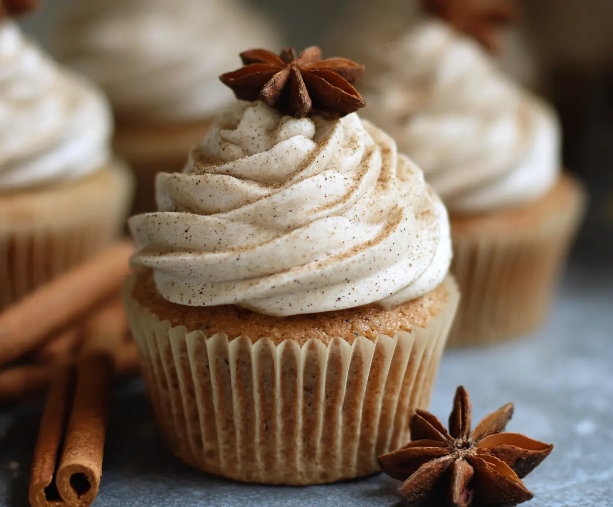 Delicious sourdough chai cupcakes with a frosted topping, perfect for dessert or tea time.