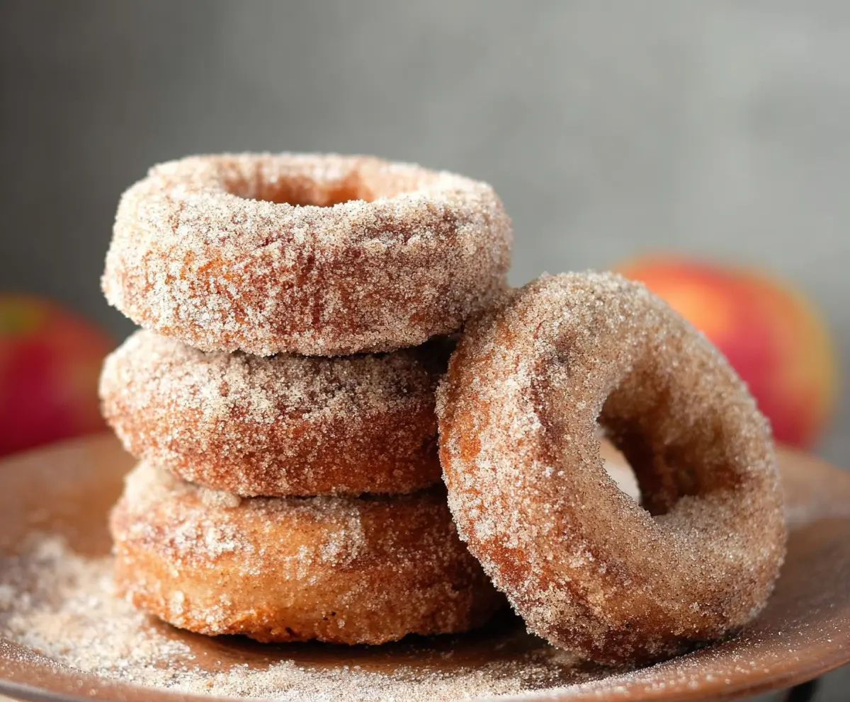 Homemade sourdough discard apple cider donuts bread in a rustic baking dish