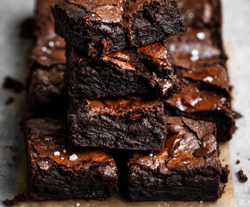 Delicious sourdough discard fudgy chocolate brownies cooling on a wire rack