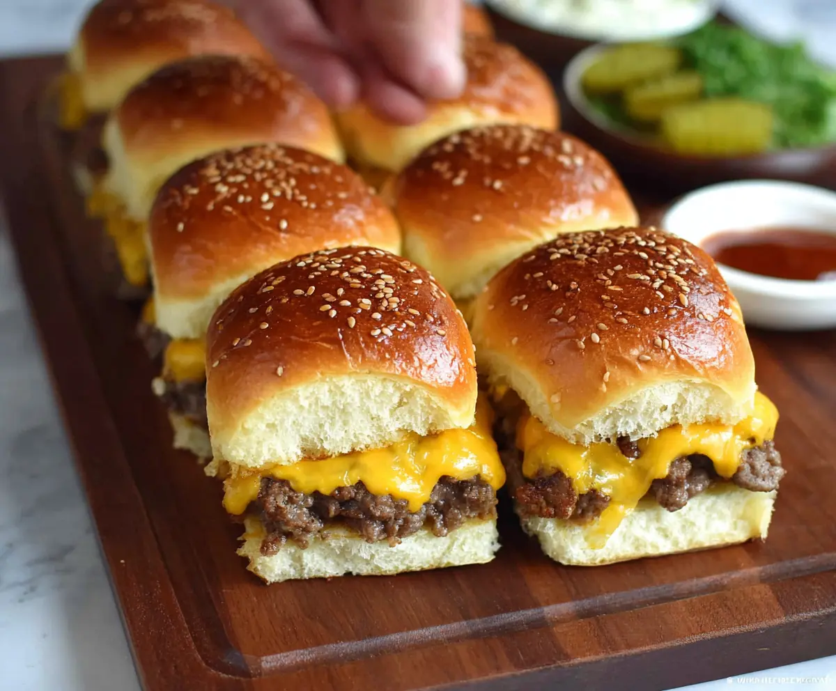 Delicious cheeseburger sliders made with soft Hawaiian rolls and melted cheese.