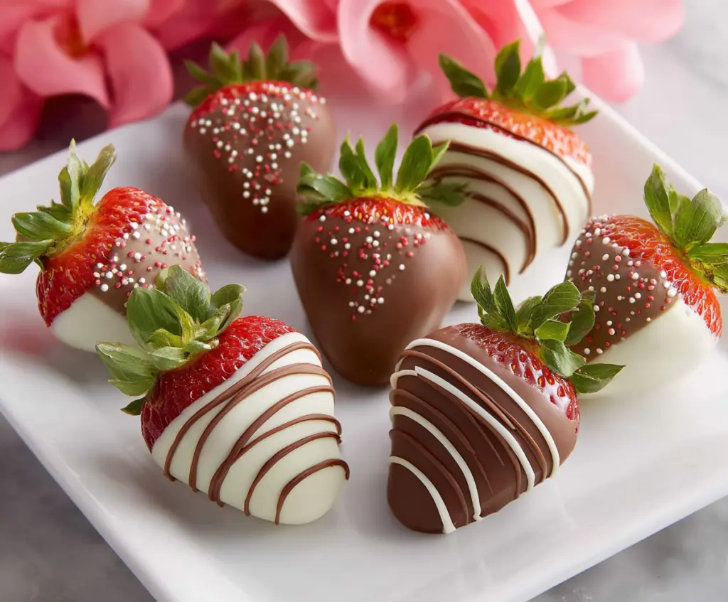 Delicious chocolate-covered strawberries ready for dessert or special occasions.