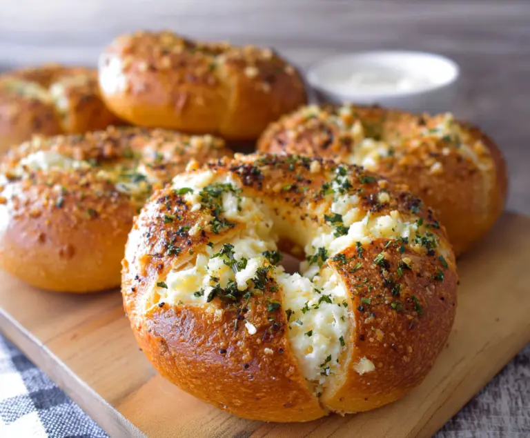 Cream Cheese Stuffed Garlic Bagels