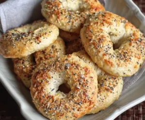 Delicious gluten-free Greek yogurt bagels fresh out of the oven, perfect for breakfast or a snack.