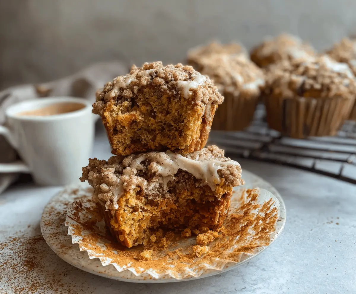 Delicious sourdough discard coffee cake muffins with streusel topping on a rustic plate