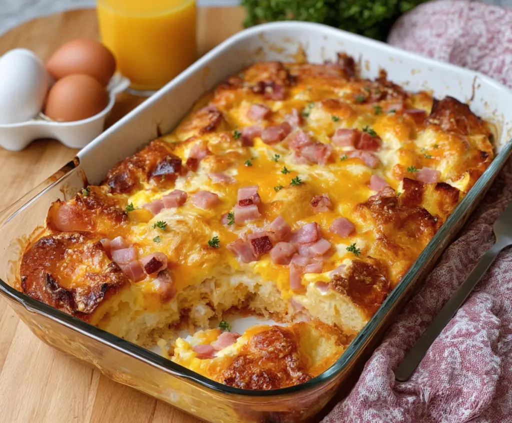 Delicious Easter Cheesy Ham and Egg Casserole, perfect for brunch or holiday gatherings.