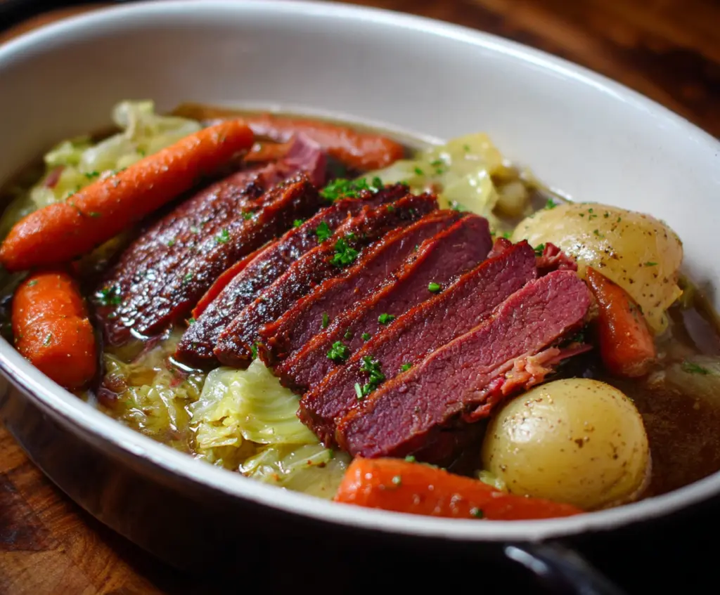 Delicious Guinness Braised Corned Beef with Tender Cabbage and Potatoes