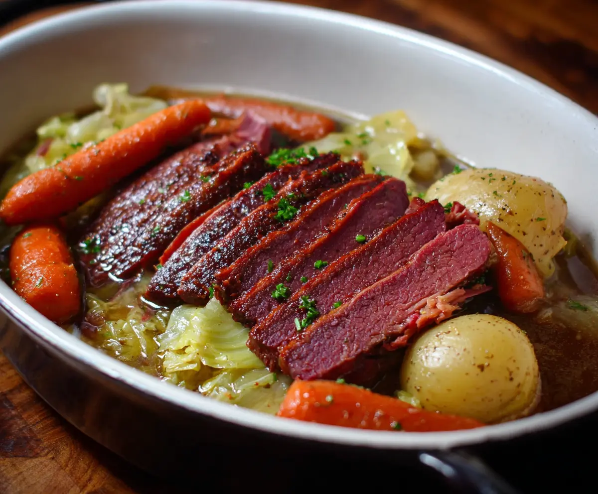 Delicious Guinness Braised Corned Beef with Tender Cabbage and Potatoes