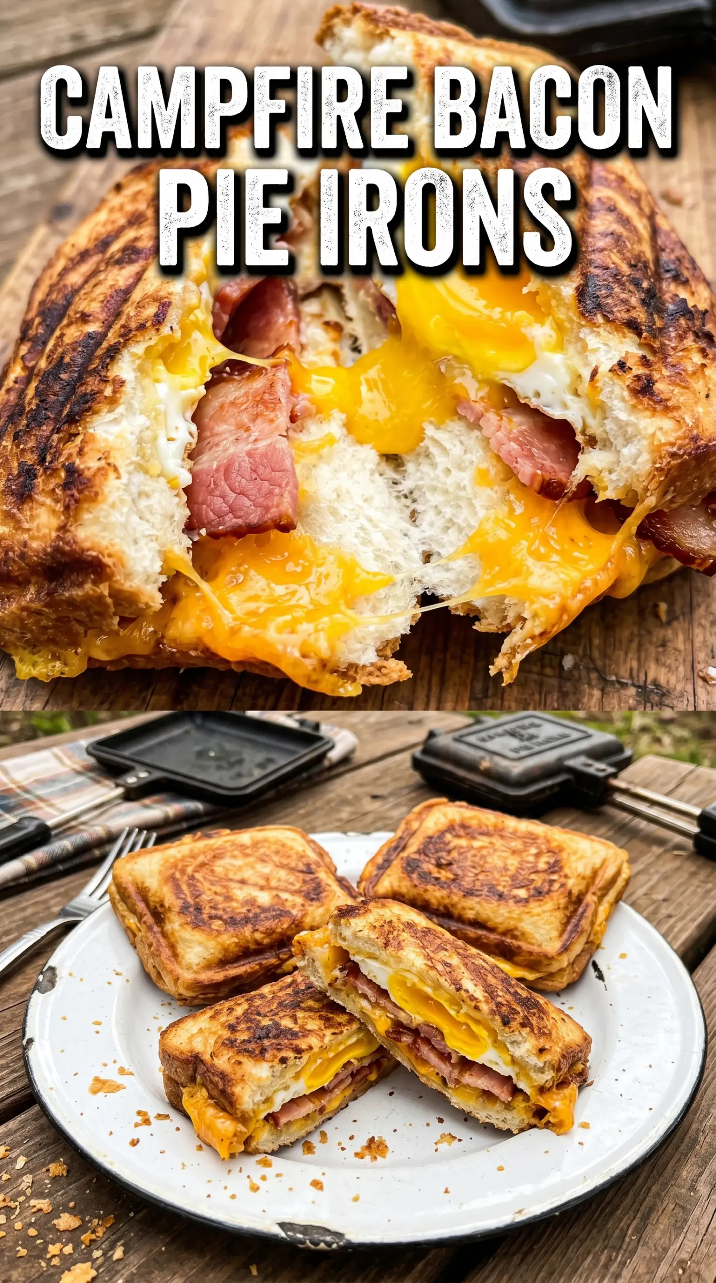 Bacon Pie Irons crispy bacon egg cheese