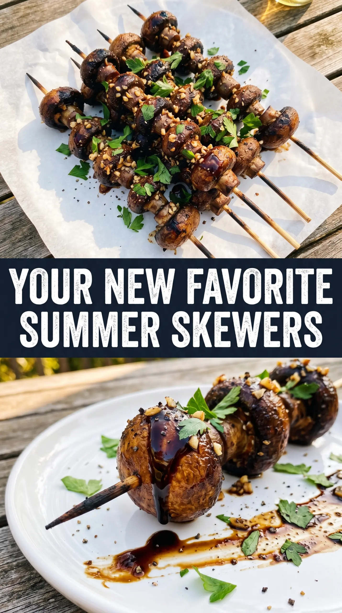 Balsamic Garlic Grilled Mushroom Skewers caramelized savory grilled