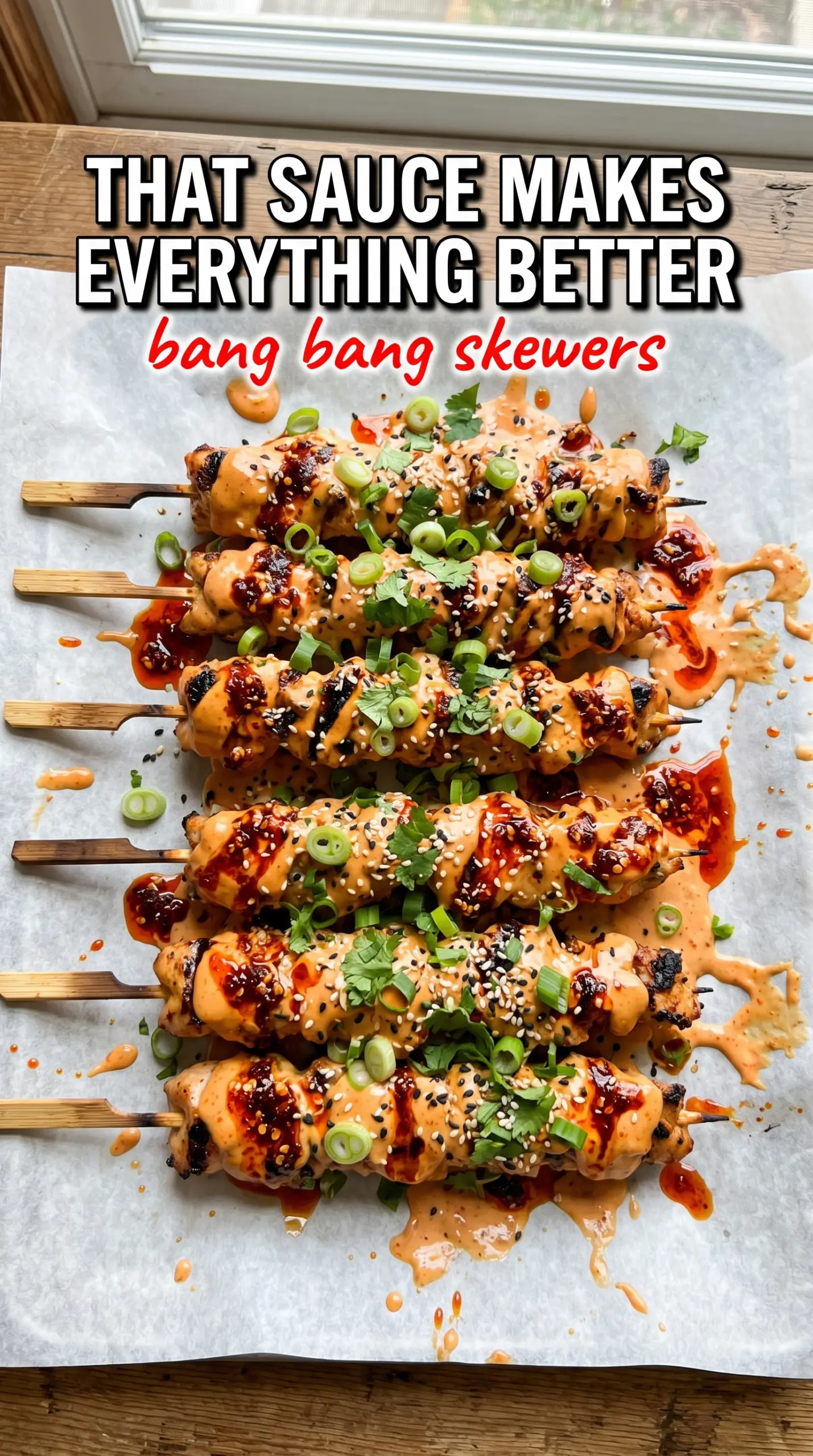 Bang Bang Chicken Skewers grilled creamy spicy