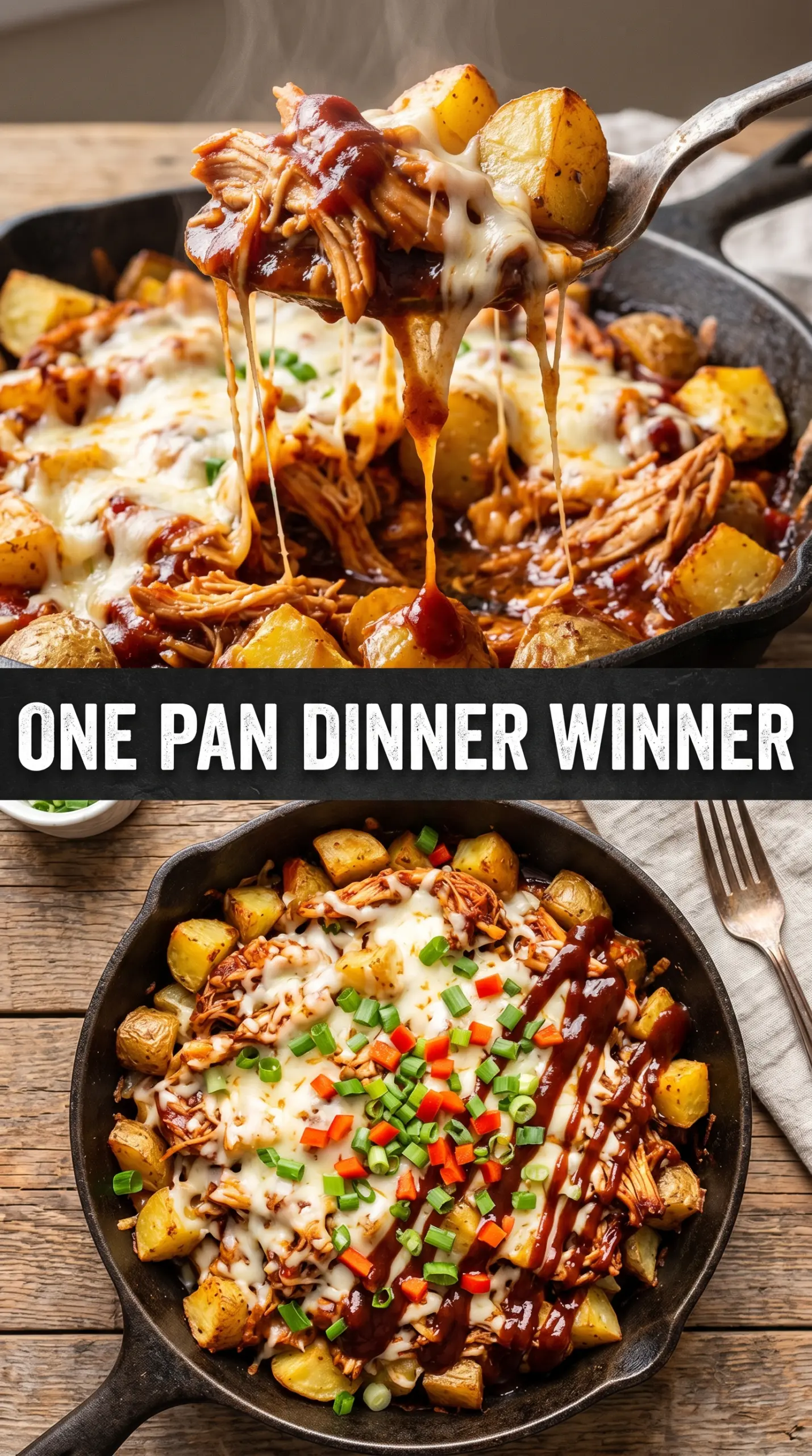 BBQ Chicken Potato Skillet smoky cheesy one-pan