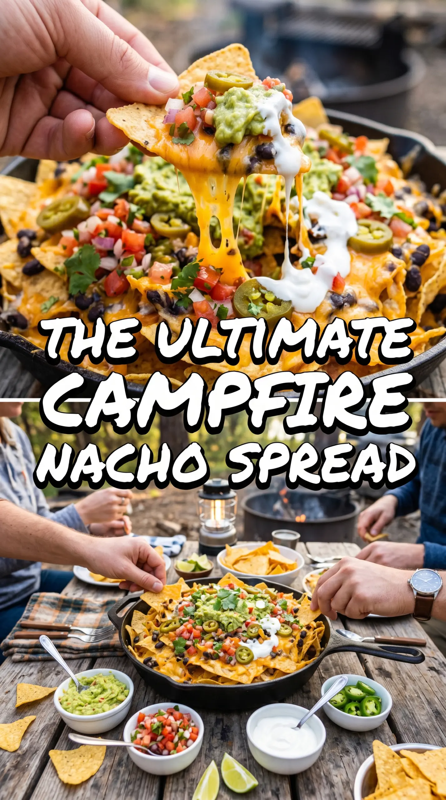 Campfire Nachos Supreme cheesy loaded skillet