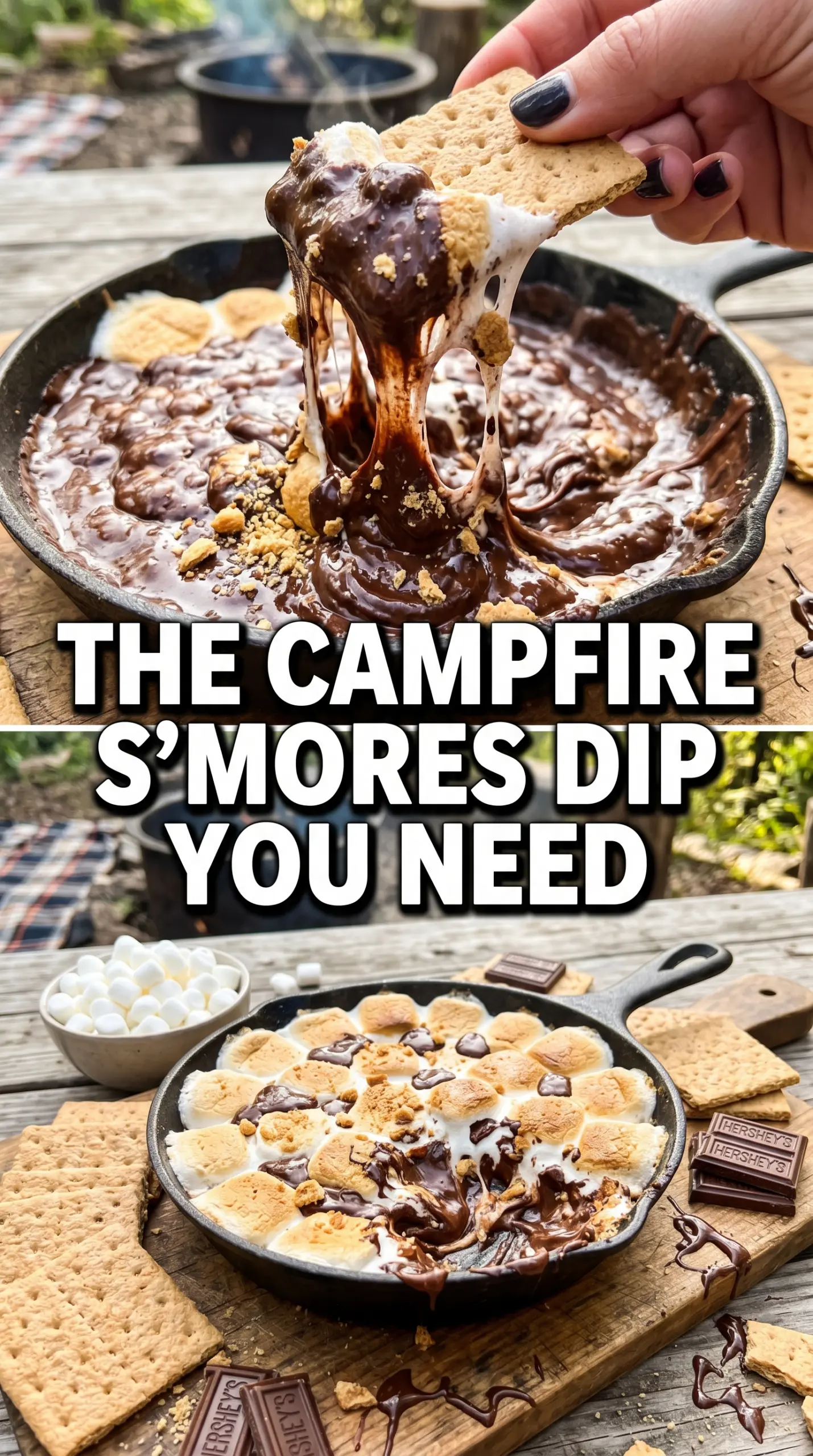 Campfire S'mores Dip chocolate marshmallow skillet