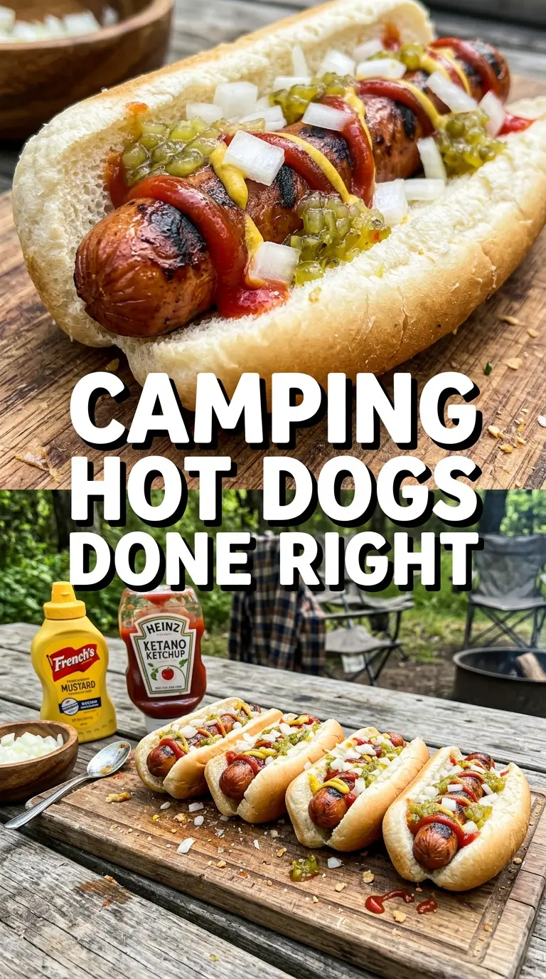 Camping Hot Dogs roasted, charred, campfire