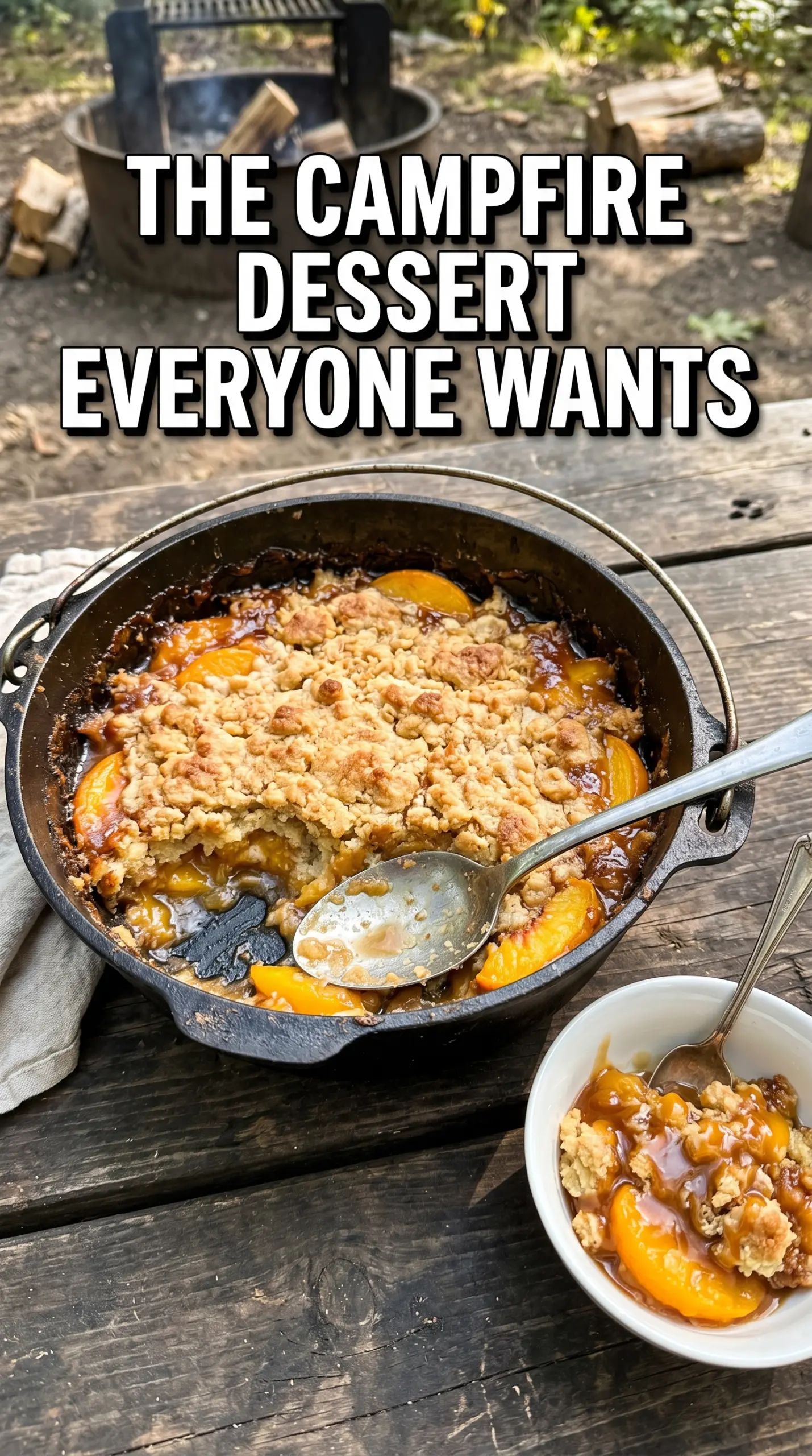 Campfire dessert with chocolate and caramel