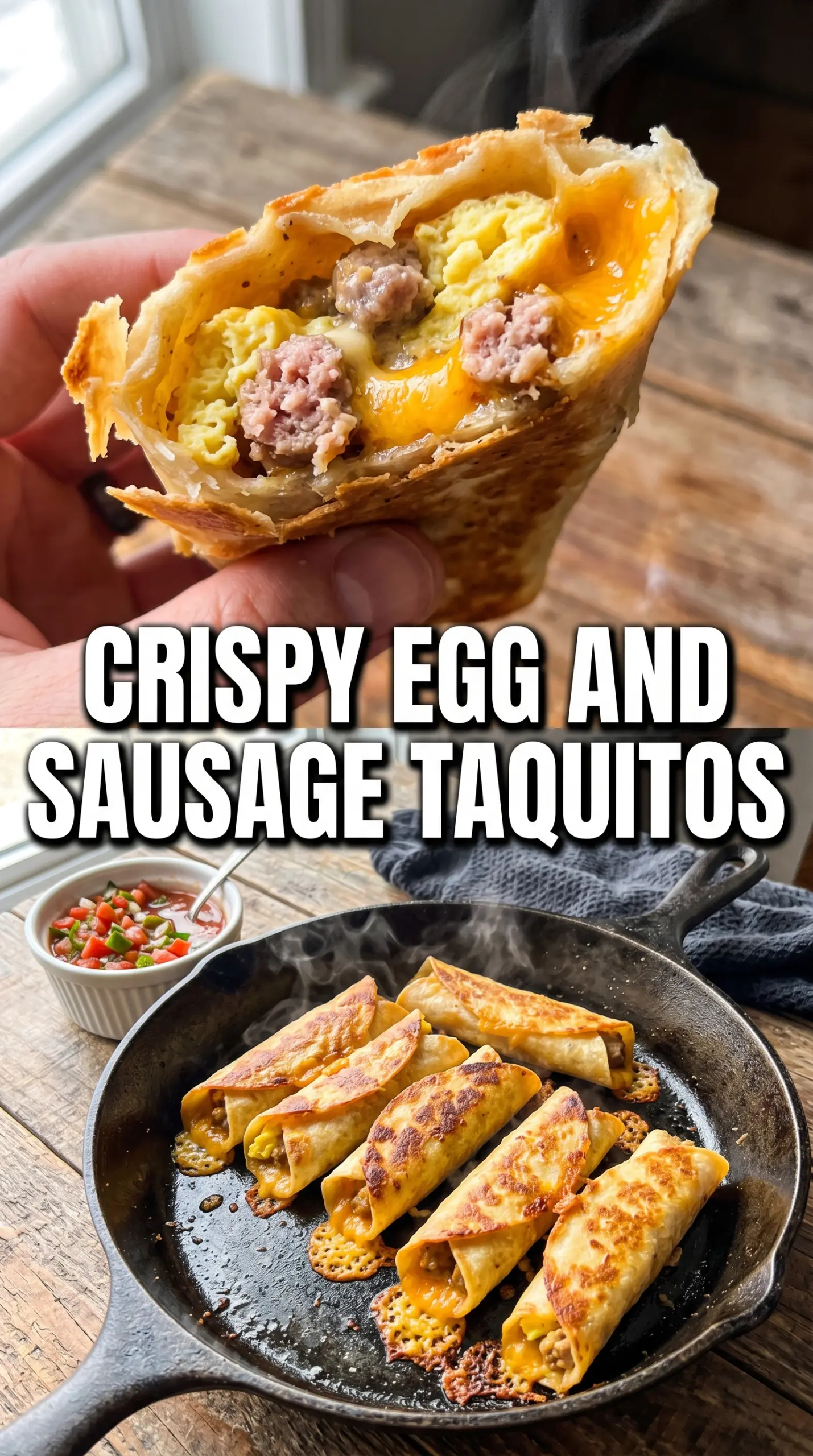 Egg and Sausage Breakfast Taquitos crispy golden
