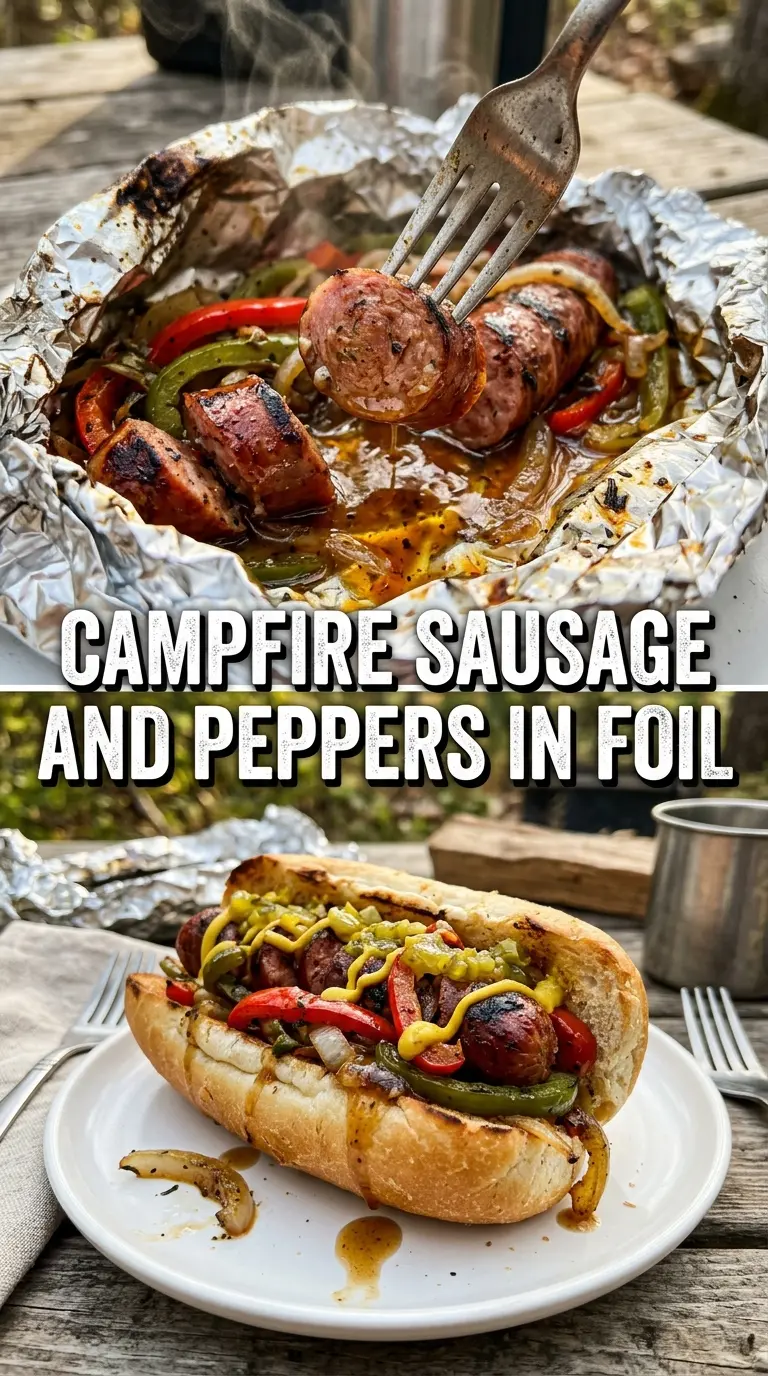 Campfire foil packet dinner with vegetables