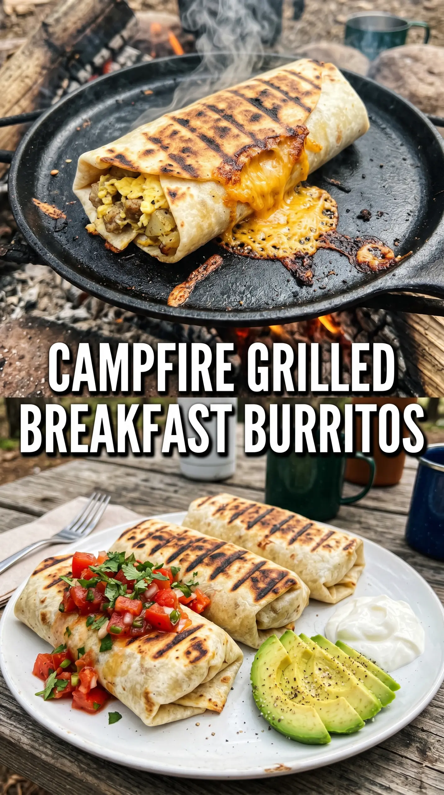 Grilled Breakfast Burritos crispy loaded