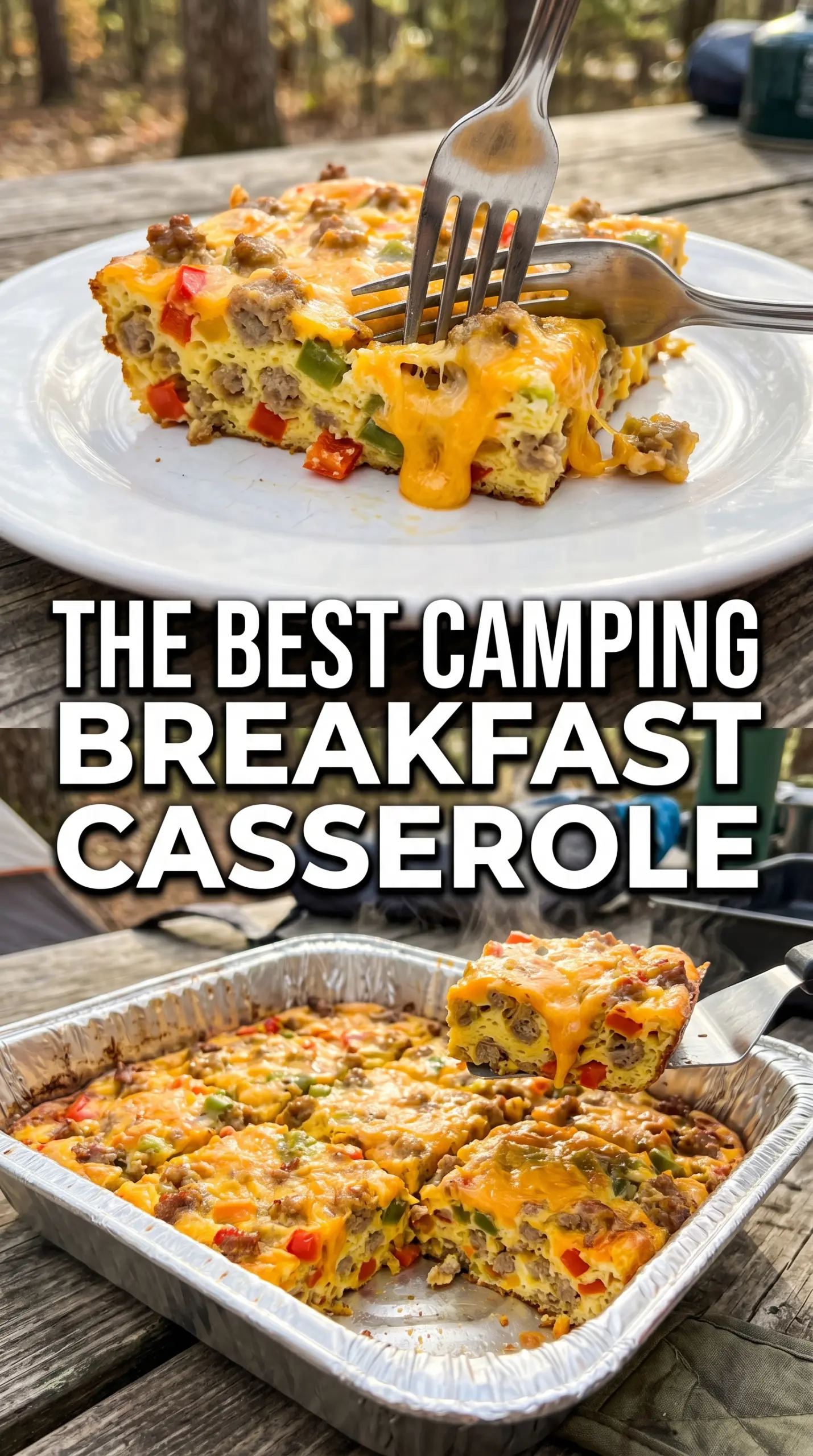 Grilled Breakfast Casserole cheesy eggs sausage hash browns