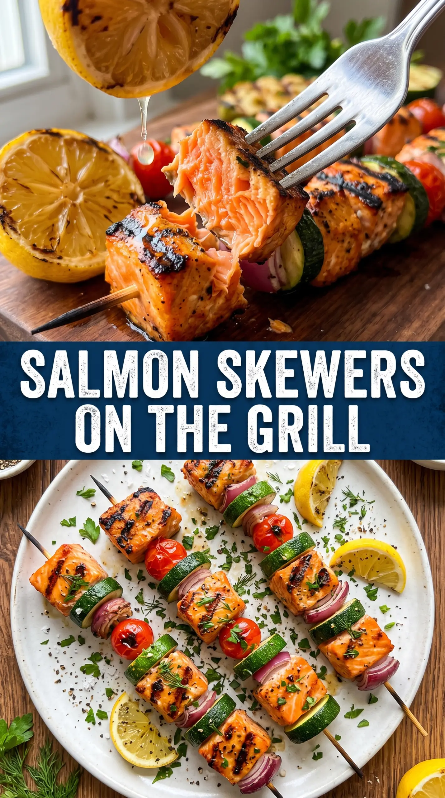 Grilled Salmon Kebabs lemon-herb colorful