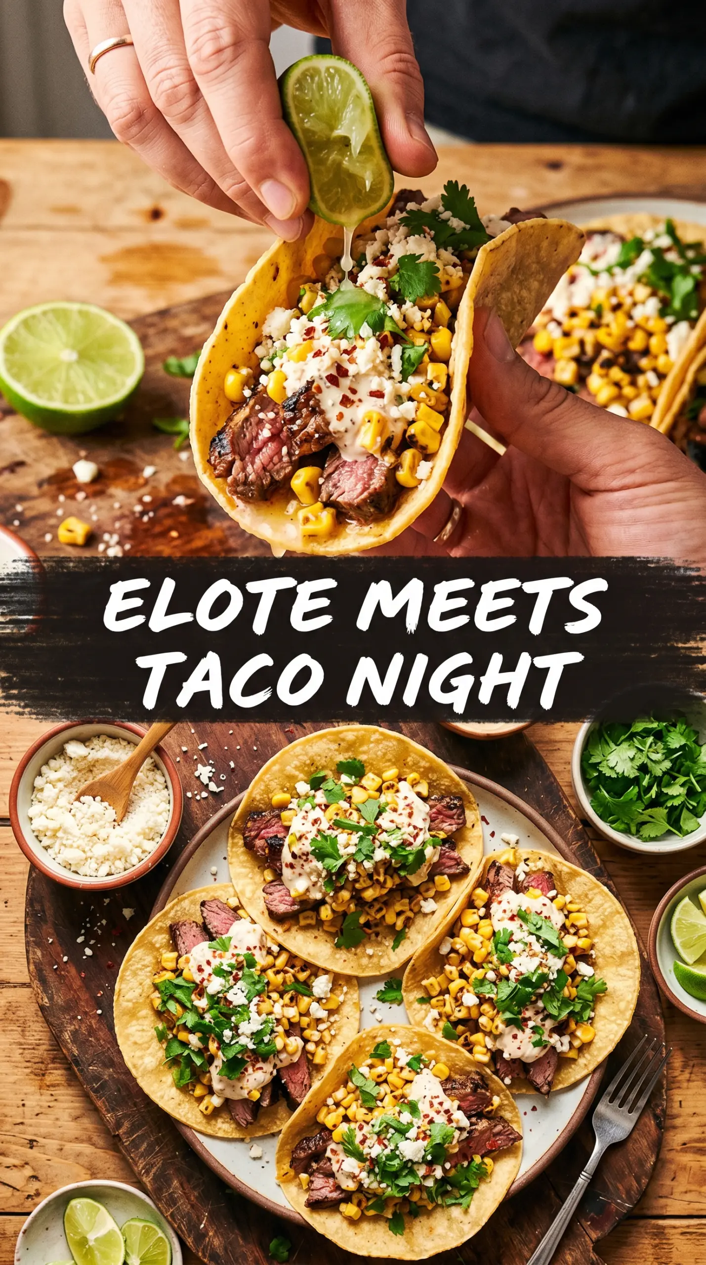 Grilled Steak Elote Tacos smoky creamy corn