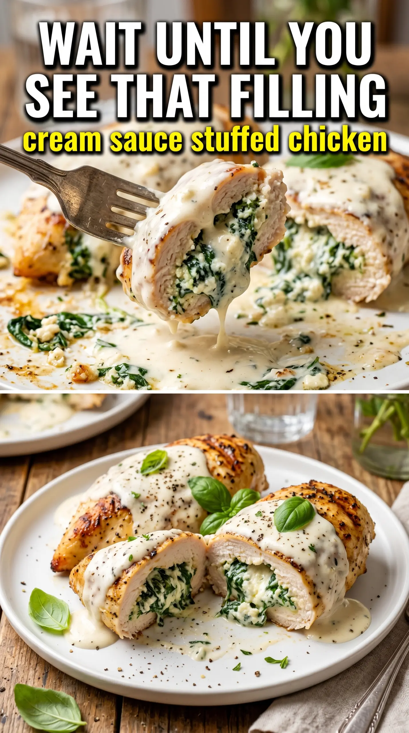 Grilled Stuffed Chicken with Cream Sauce stuffed chicken, creamy, herbaceous
