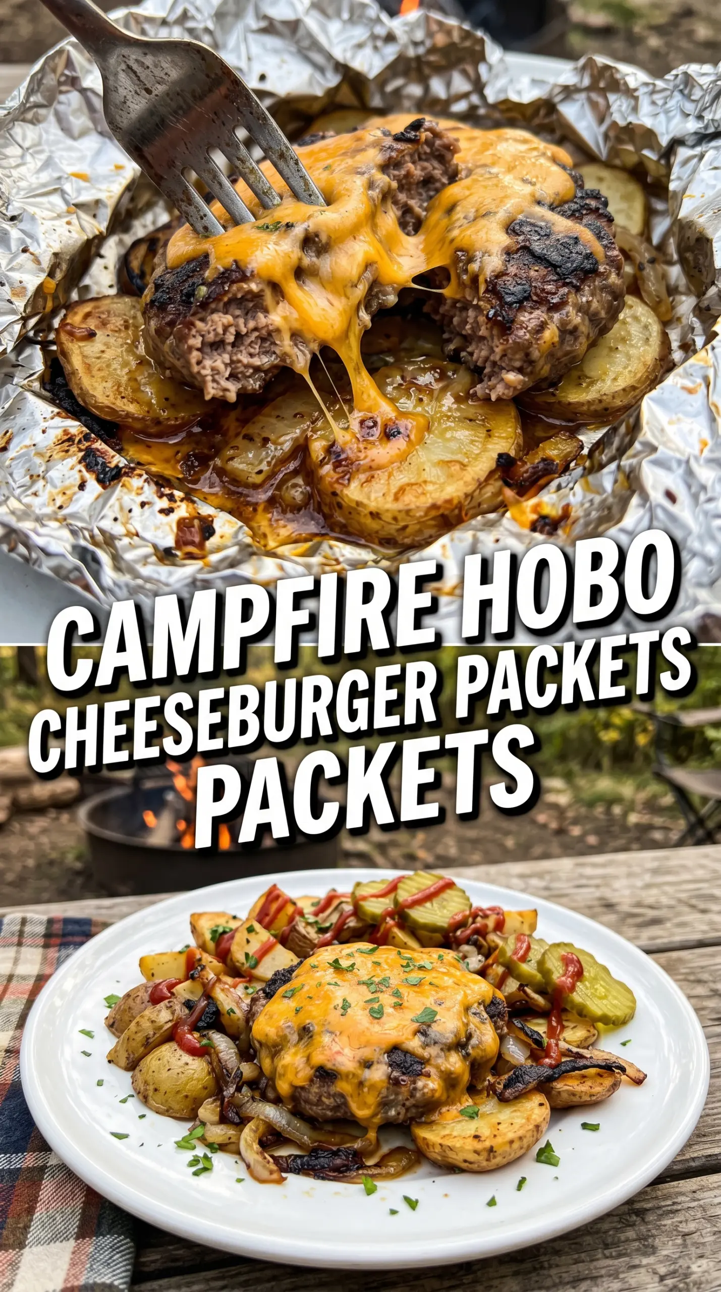 Hobo Dinner Cheeseburgers foil packet melted cheese