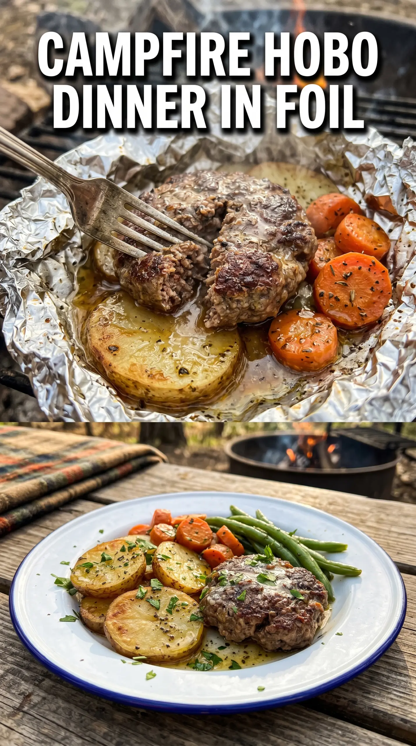 Hobo Dinner Foil Packets ground beef potatoes carrots onions