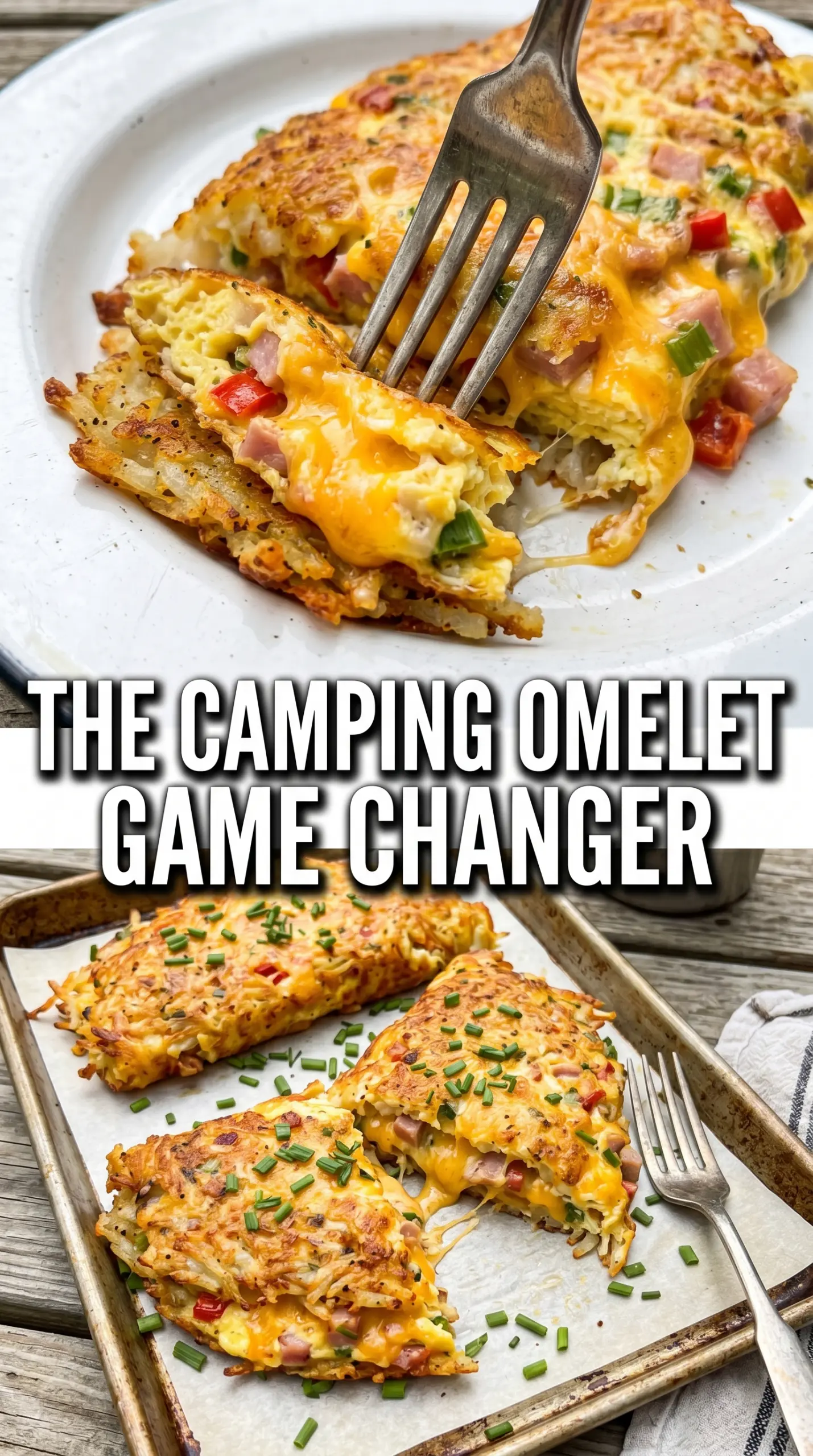 Loaded Grilled Hash Brown Omelets crispy cheesy