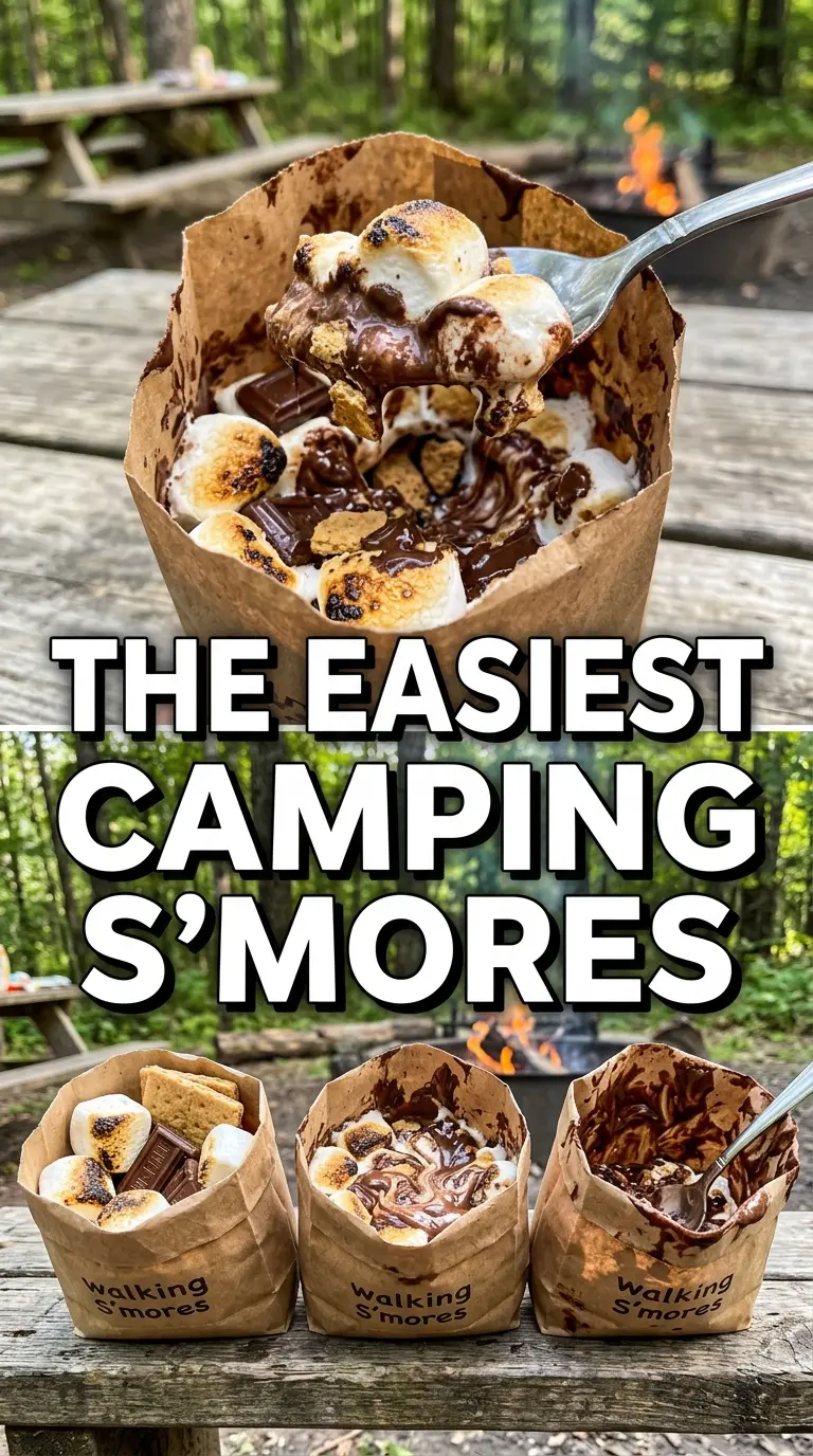 Campfire dessert with chocolate and caramel